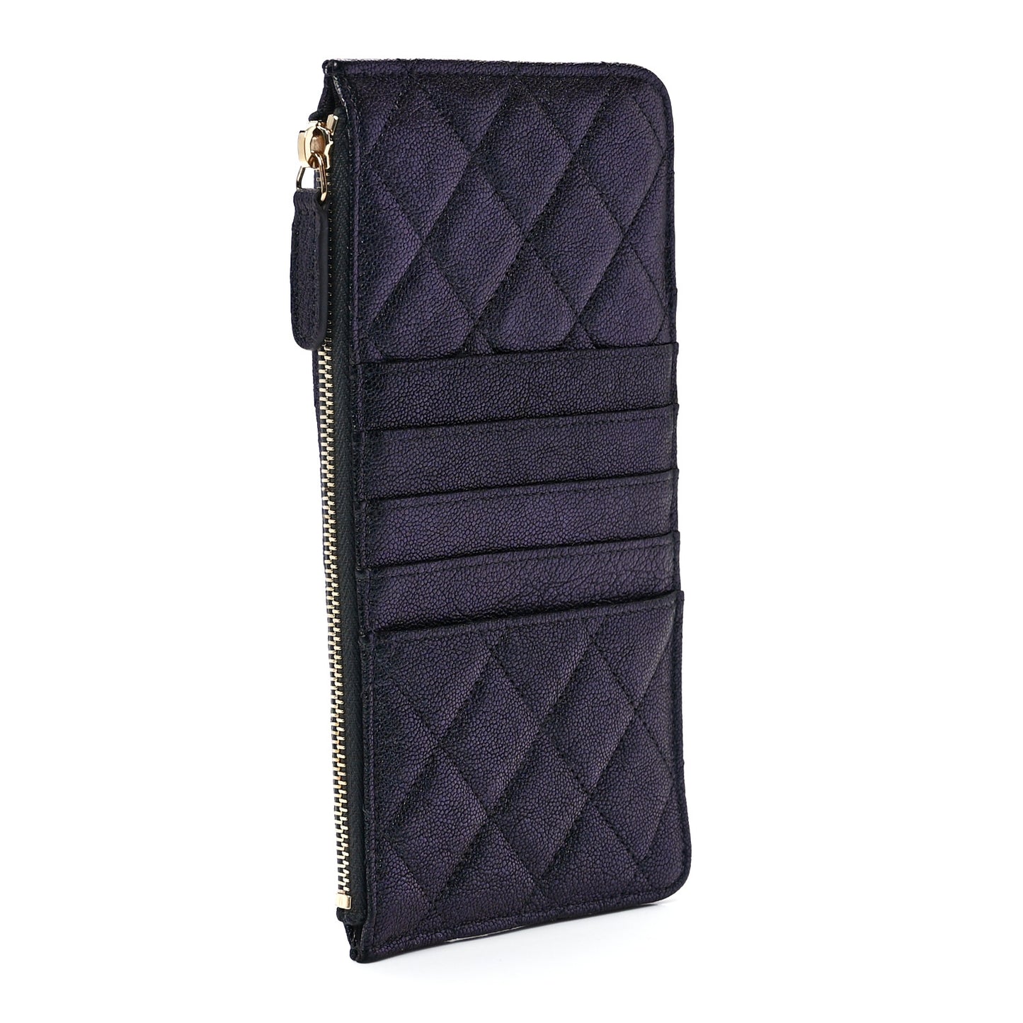 Iridescent Caviar Quilted Classic iPhone Pouch Black
