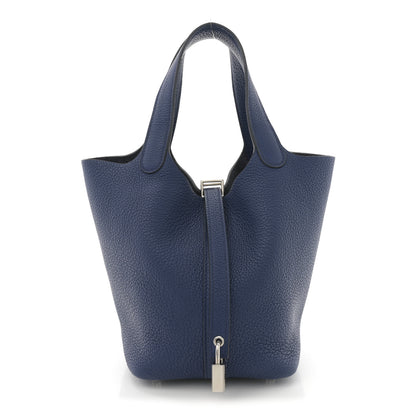 Hermes Taurillon Clemence Picotin Lock 18 PM Bleu Encre 1 of 10