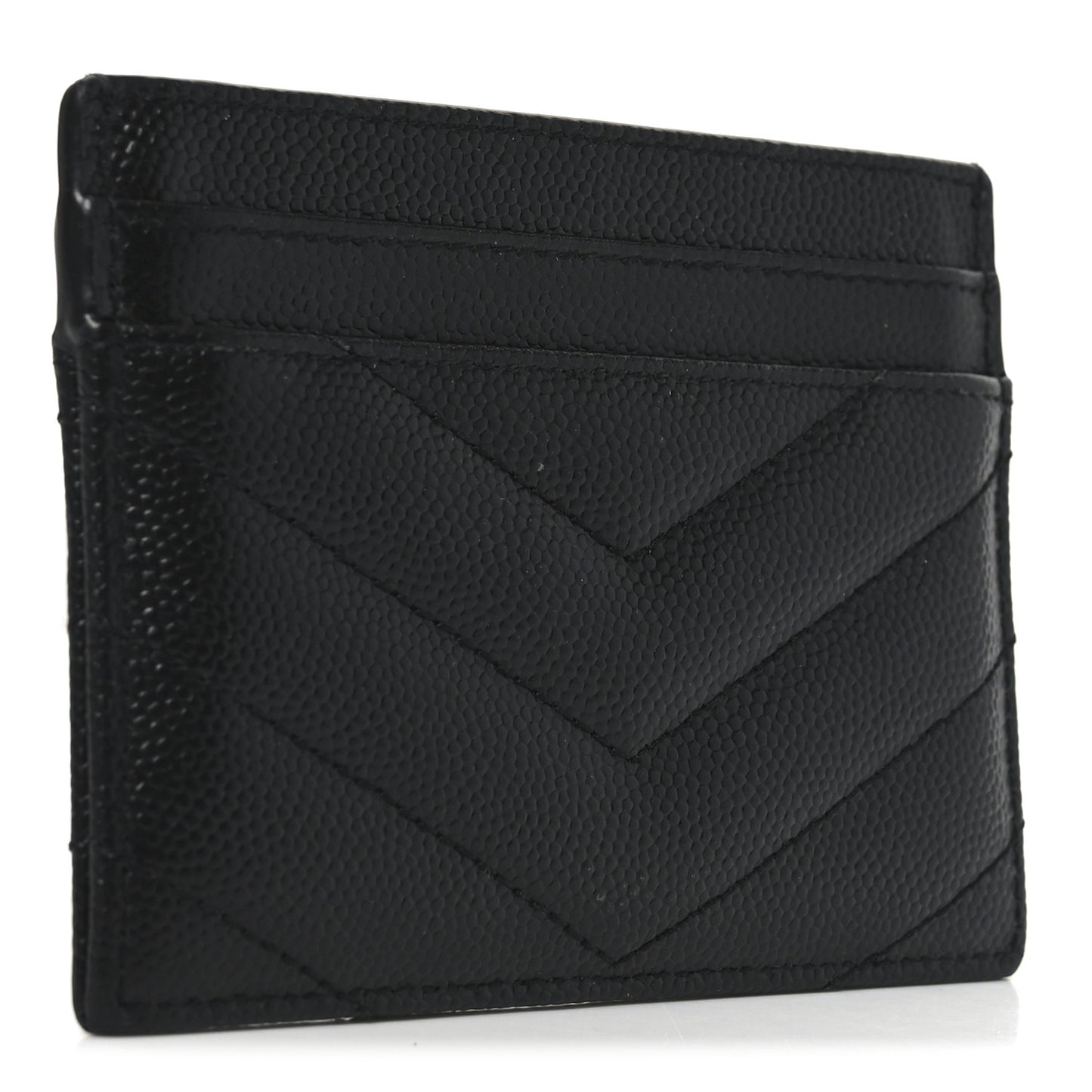 Grain De Poudre Matelasse Chevron Monogram Credit Card Case Black