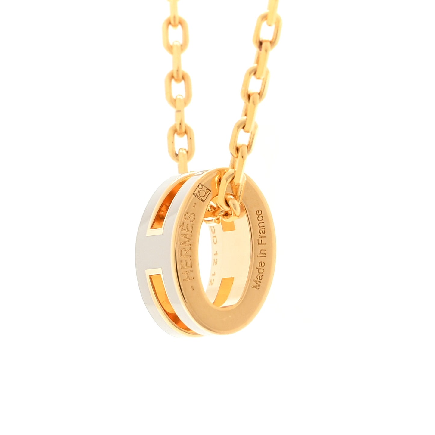 Lacquered Rose Gold Mini Pop H Pendant Necklace Marron Glace