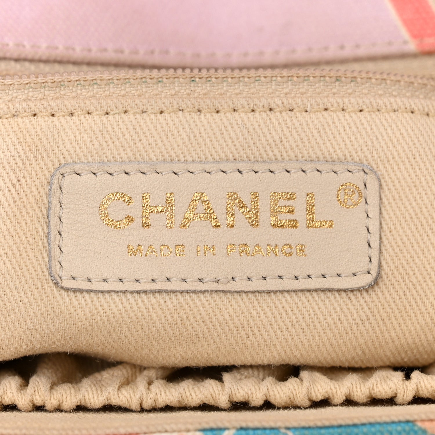 Chanel Canvas Small Printed Eiffel Tower Flap Bag Beige Multicolor 6 of 10