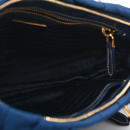 Prada Tessuto Nylon Gaufre Shopping Satchel Bleuette 4 of 5