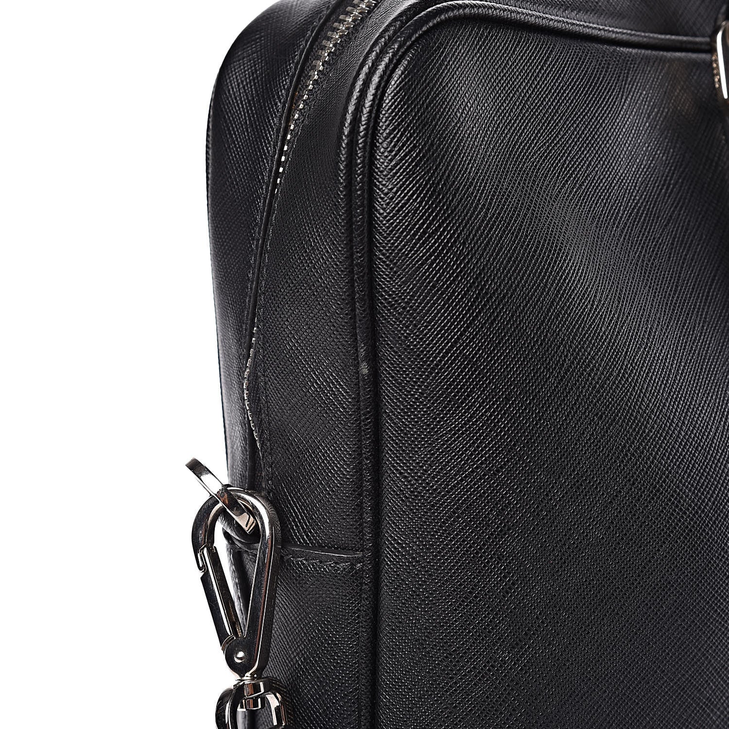 Prada Saffiano Cuir Front Zip Pocket Briefcase Black 12 of 14