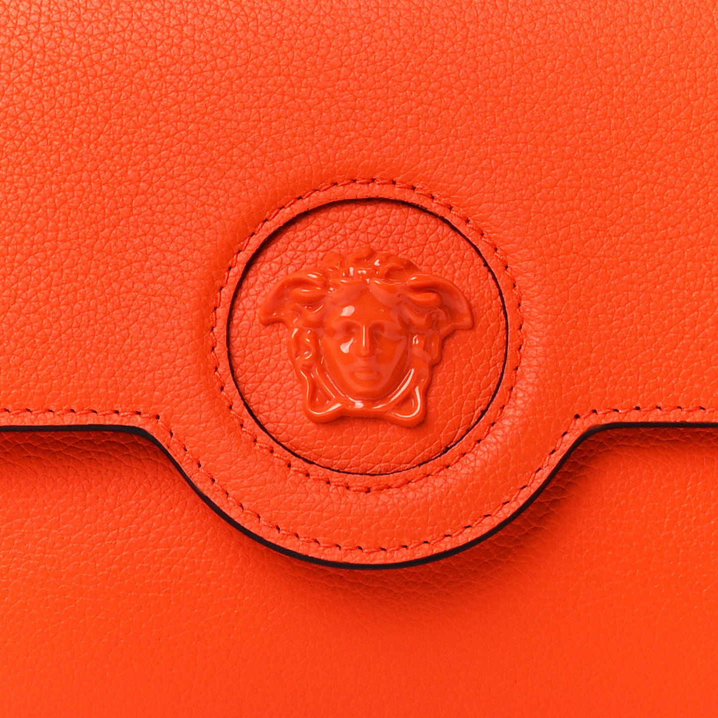 Grained Calfskin La Medusa Crossbody Bag Orange
