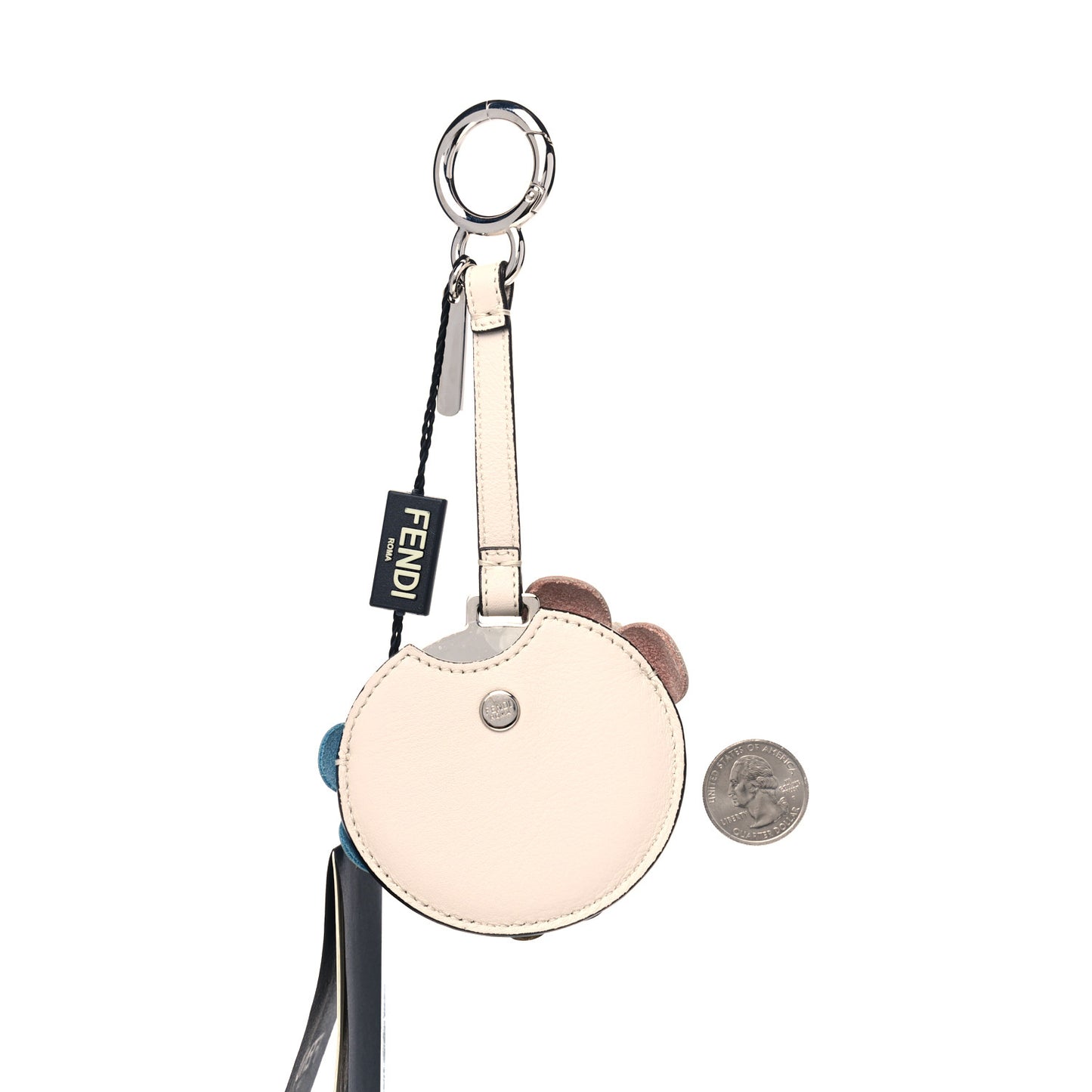 Calfskin Flowerland Mirror Bag Charm Beige Multicolor