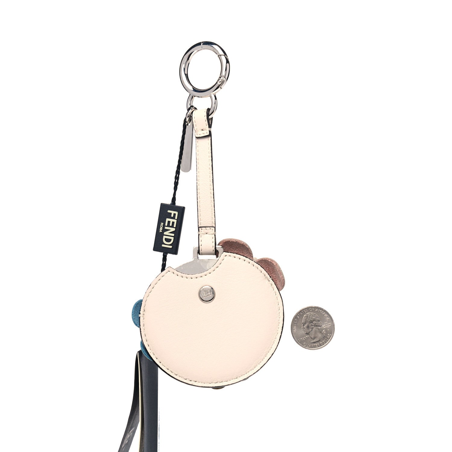 Fendi Calfskin Flowerland Mirror Bag Charm Beige Multicolor 3 of 5