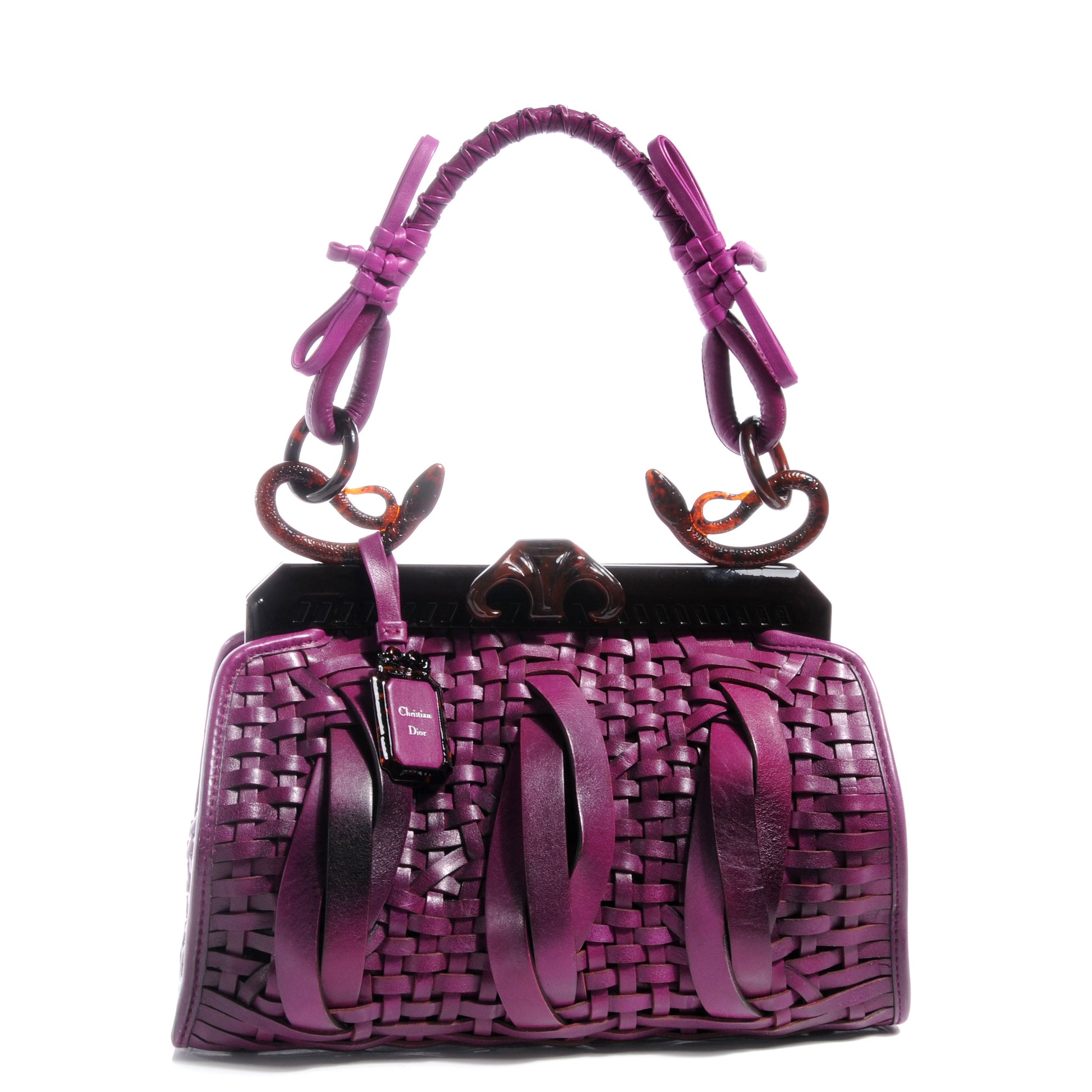 Christian Dior Leather Samourai 1947 Intrecciato Frame Bag Fuchsia 1 of 8