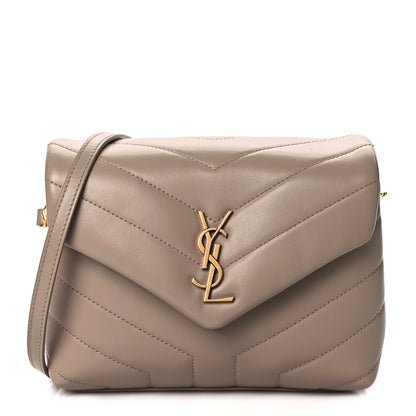 Saint Laurent Calfskin Y Quilted Monogram Toy Loulou Crossbody Bag Latte 1 of 10