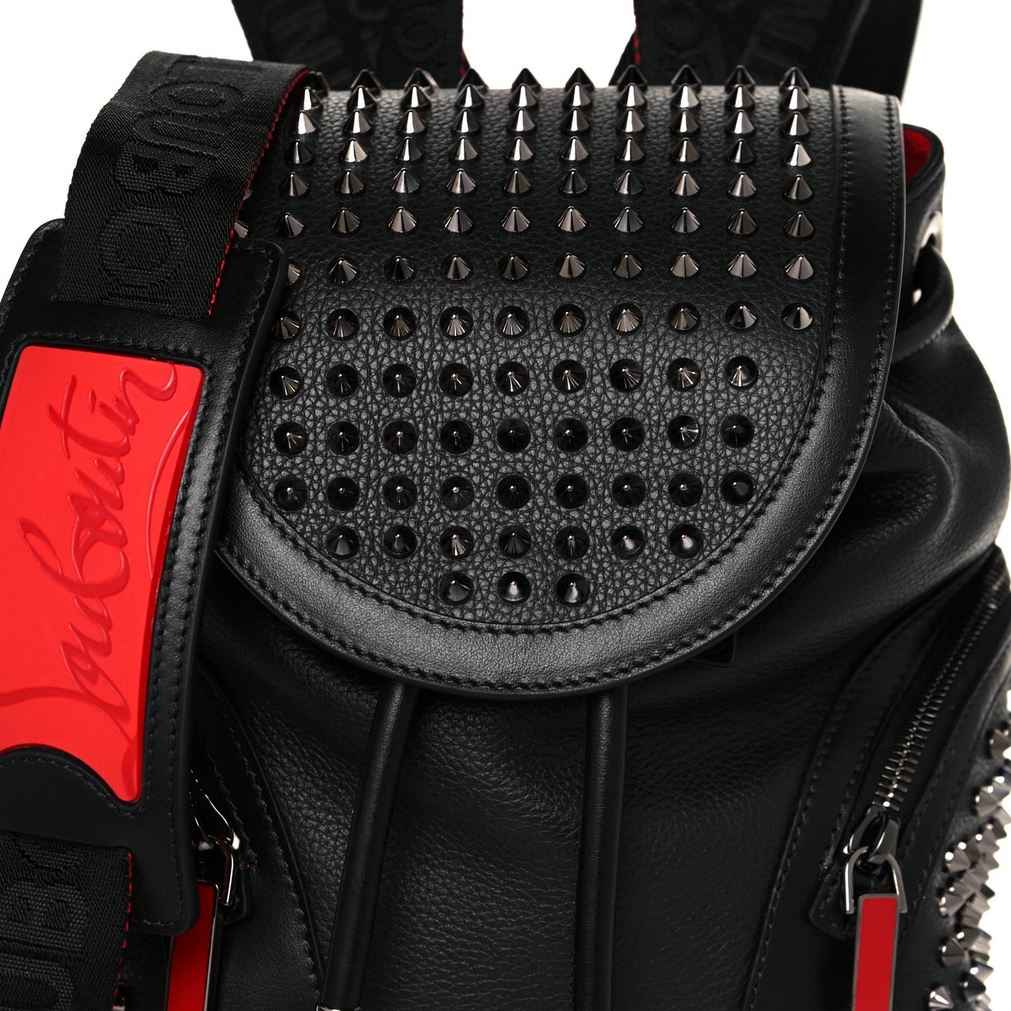 Calfskin Spiked Small Explorafunk Backpack Black