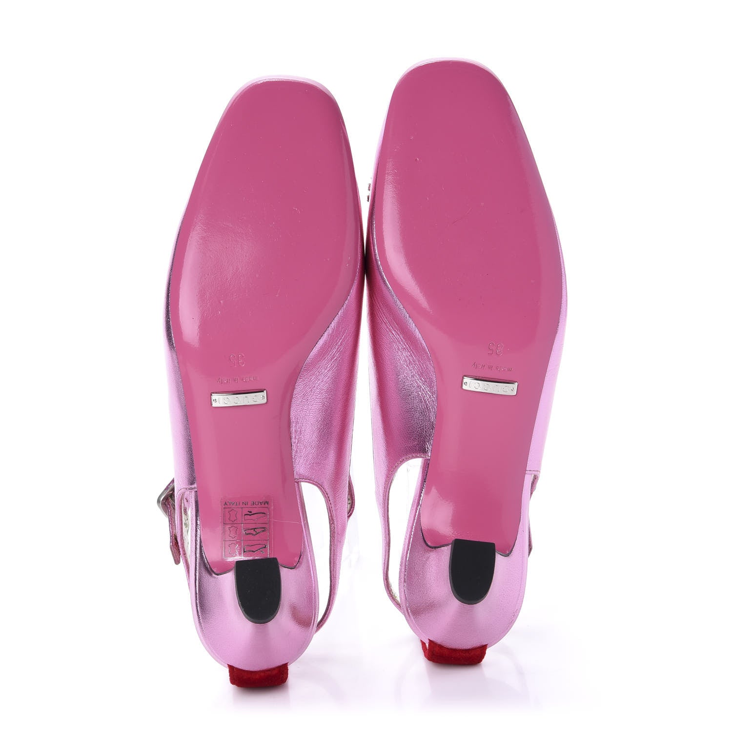 Gucci Metallic Nappa Velvet Crystal Bow Anita Pumps 35 Rosa Hibiscus Red 6 of 12