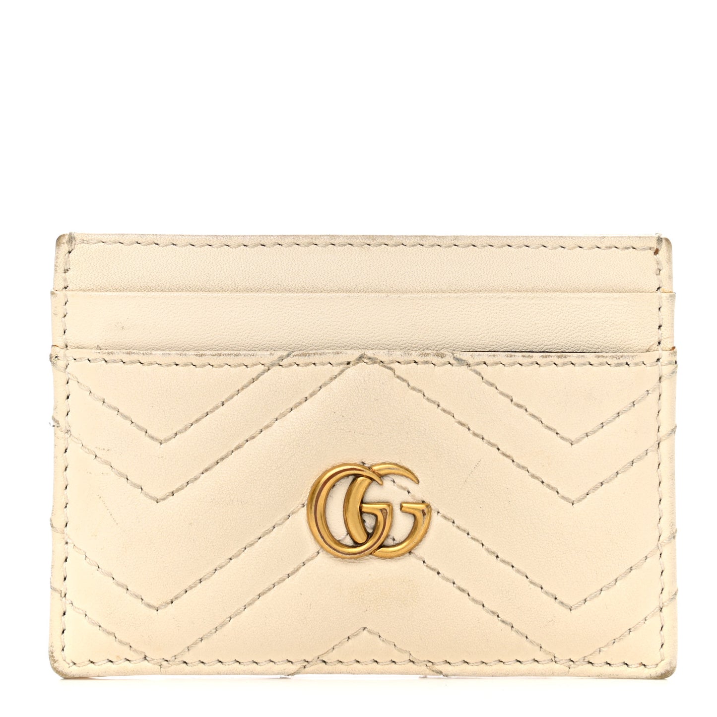Calfskin Matelasse GG Marmont Card Holder White