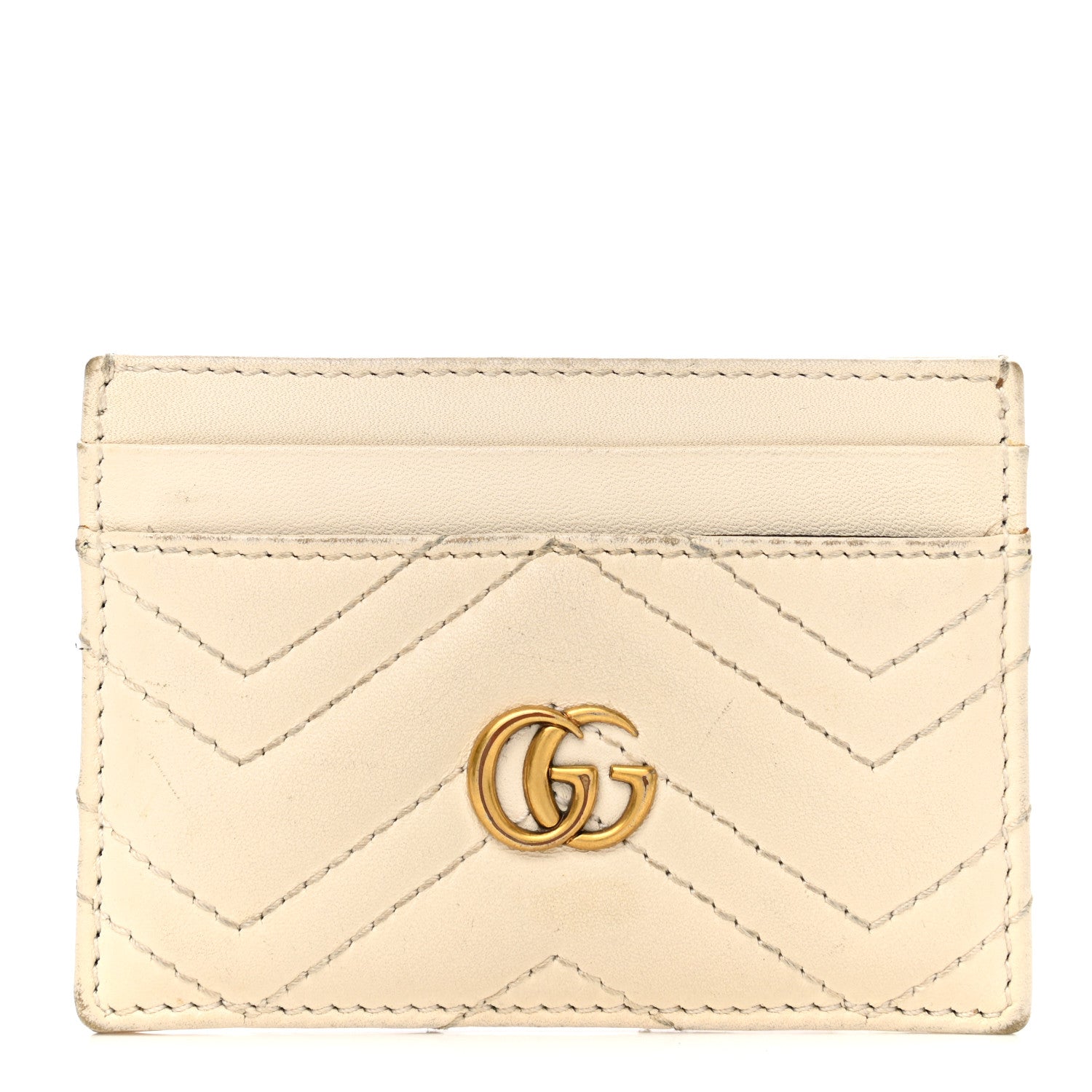 Gucci Calfskin Matelasse GG Marmont Card Holder White 1 of 10