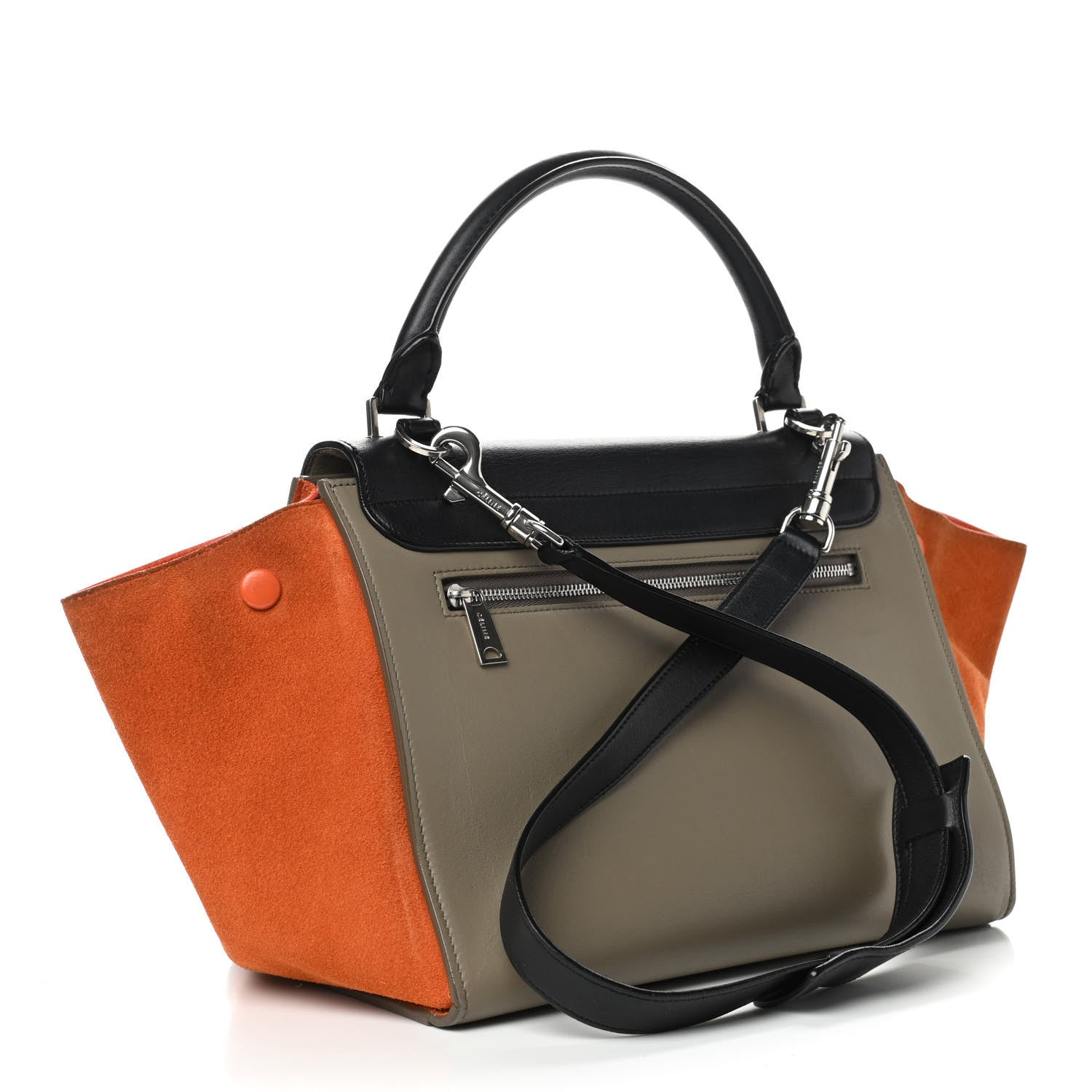 Celine Smooth Calfskin Suede Small Tri-Color Trapeze Orange 4 of 21