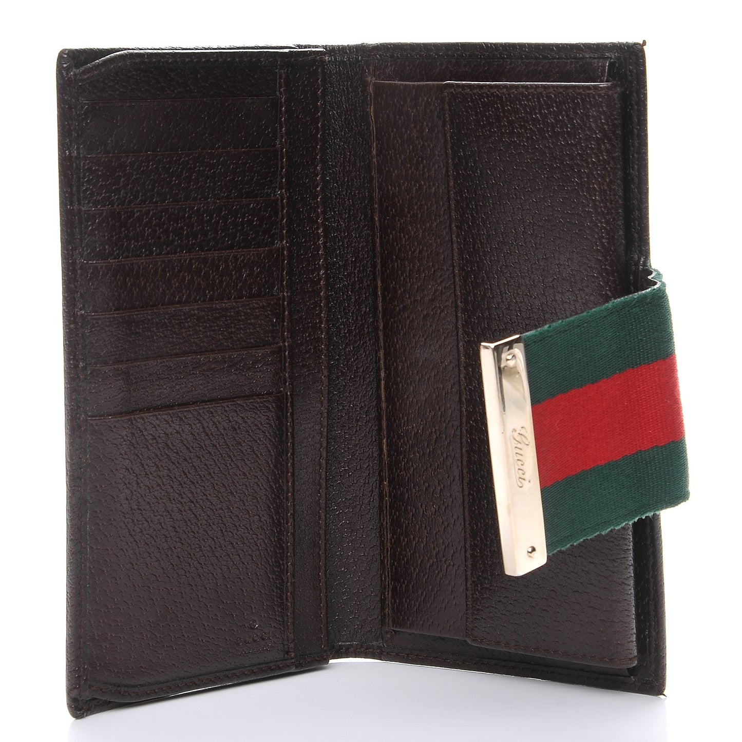 Monogram Calfskin Ladies Web Long Wallet Beige Ebony Cocoa