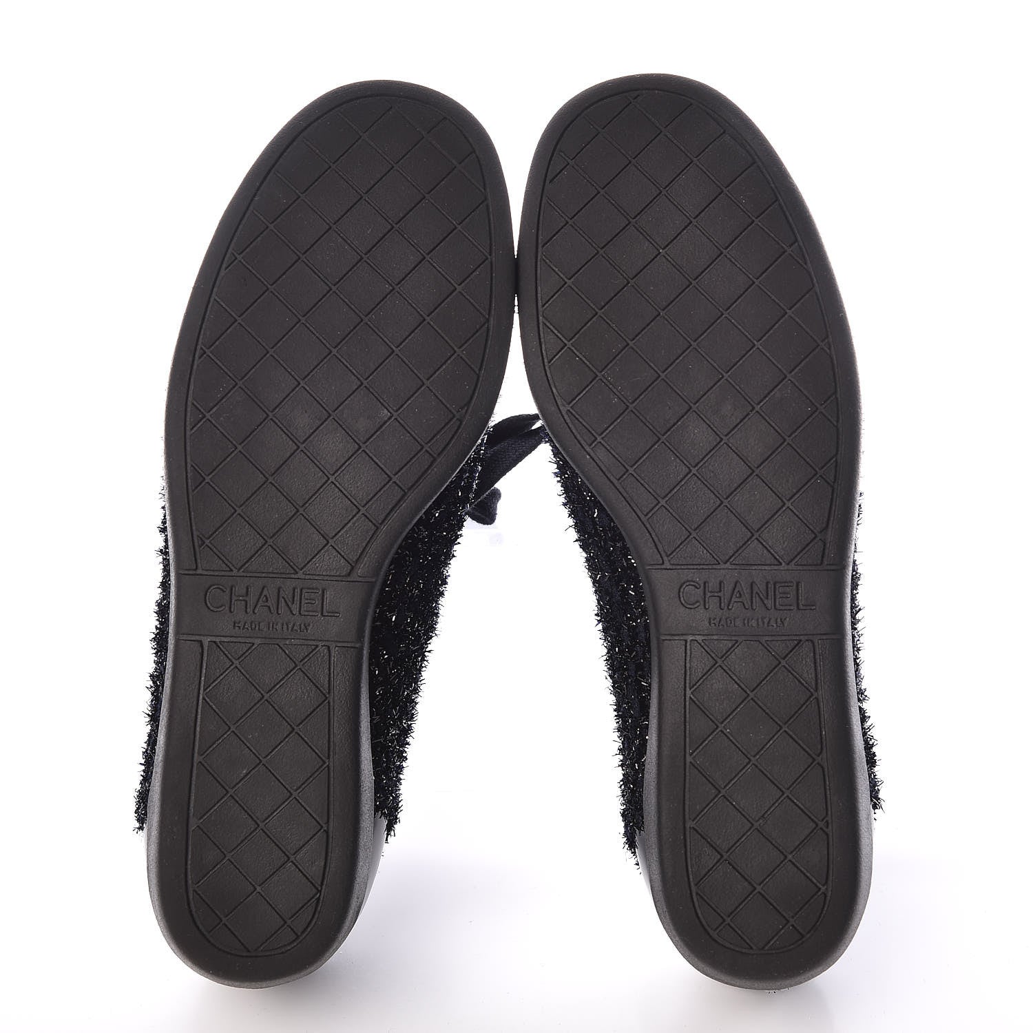 Chanel Lurex Tweed Patent Lace Up Sneakers 35.5 Dark Navy Blue 5 of 8