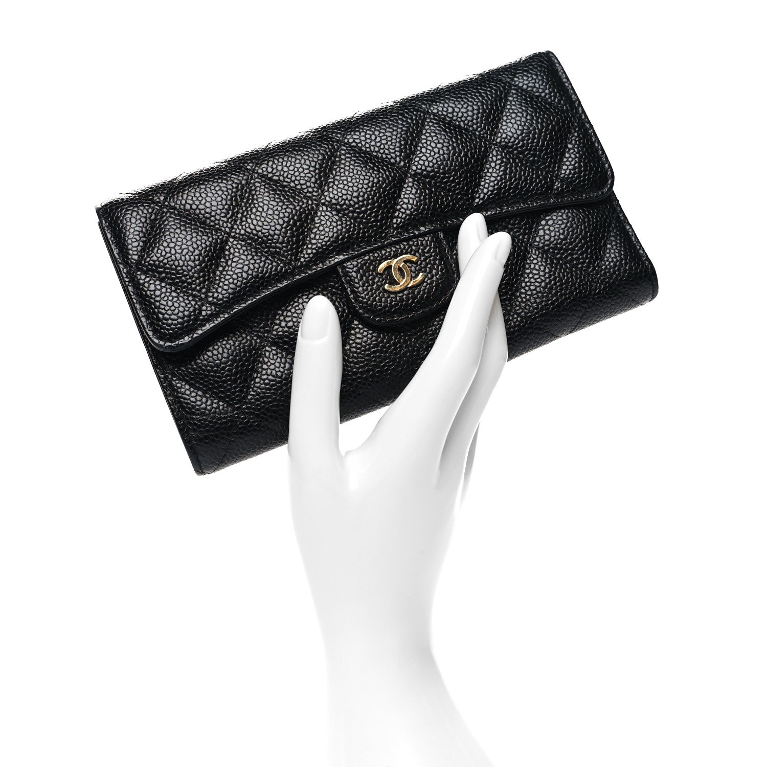 Chanel Caviar Quilted Large Gusset Flap Wallet Black 2 of 11