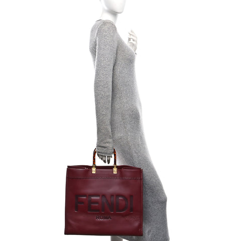 Vitello King Plexiglass Logo Embossed Large Fendi Sunshine Shopper Tote Barolo