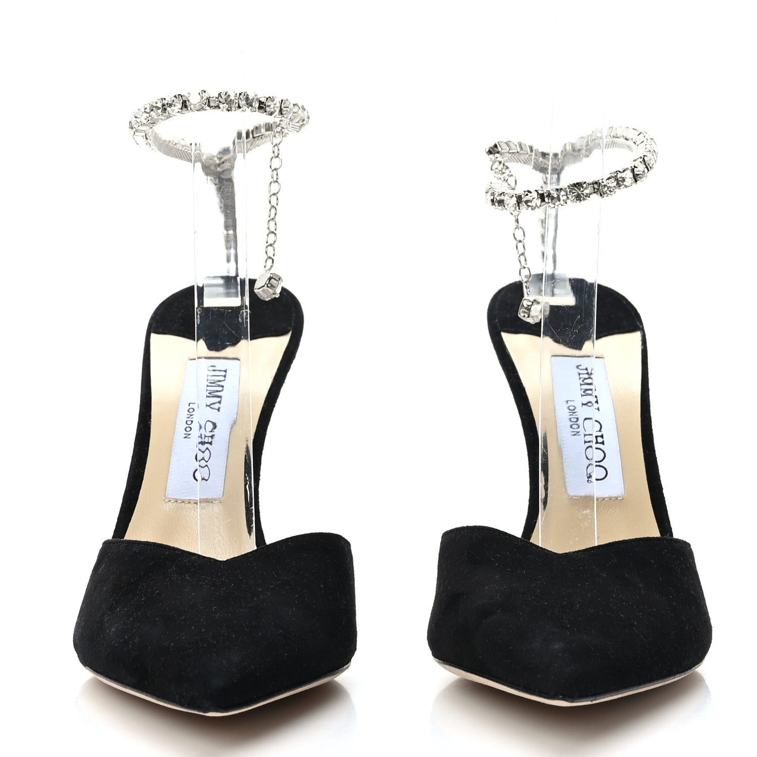 Jimmy Choo Suede Crystal Saeda 100 Pumps 38.5 Black 2 of 8