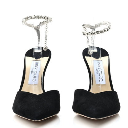 Jimmy Choo Suede Crystal Saeda 100 Pumps 38.5 Black 2 of 8