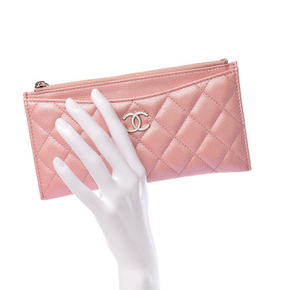 Chanel Iridescent Caviar Quilted Classic Zip Pouch Rose Pink 2 of 8