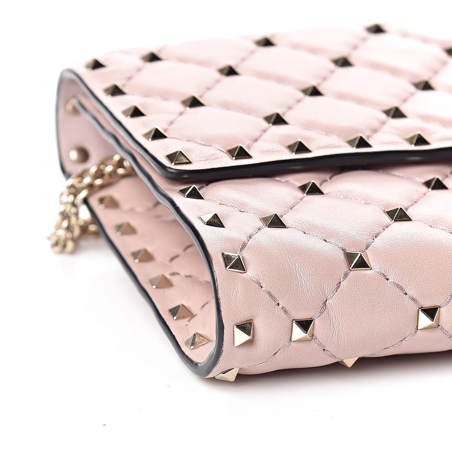 Valentino Garavani Nappa Rockstud Spike Wallet on Chain Water Rose 8 of 10