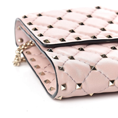Valentino Garavani Nappa Rockstud Spike Wallet on Chain Water Rose 8 of 10