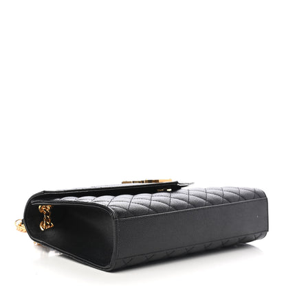 Saint Laurent Grain De Poudre Textured Mixed Matelasse Triquilt Medium Monogram Satchel Black 4 of 11