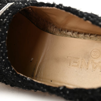 Chanel Metallic Lambskin Tweed CC Espadrilles 39 Black Silver 10 of 10