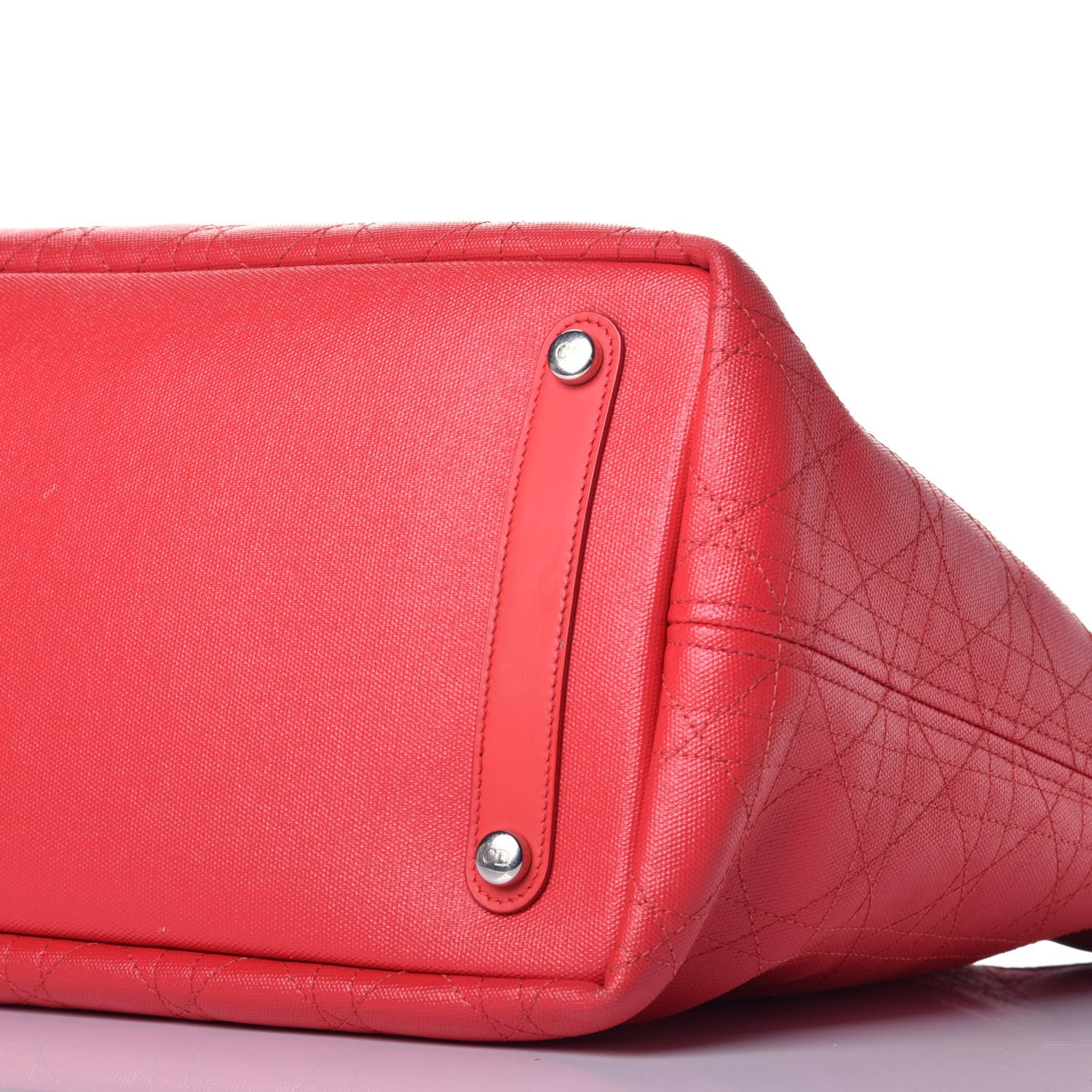 Christian Dior Coated Canvas Cannage Panarea Shopping Tote Red 16 of 17