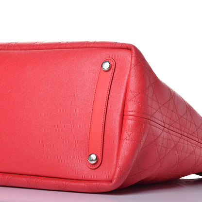 Christian Dior Coated Canvas Cannage Panarea Shopping Tote Red 16 of 17