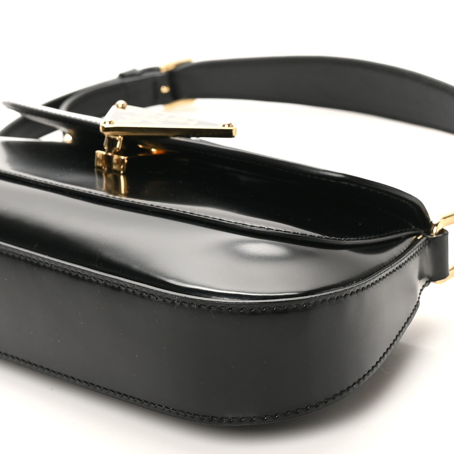 Prada Spazzolato Triangle Flap Shoulder Bag Black 9 of 9