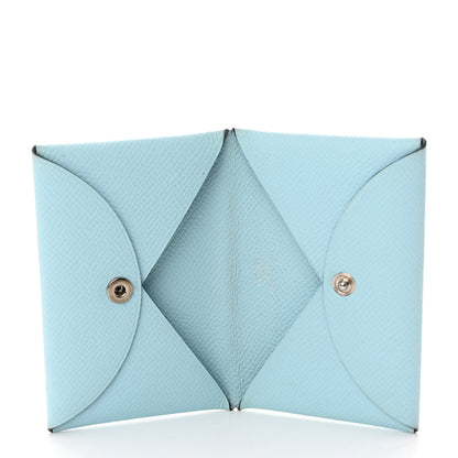 Hermes Epsom Calvi Card Case Bleu Zephyr 5 of 13