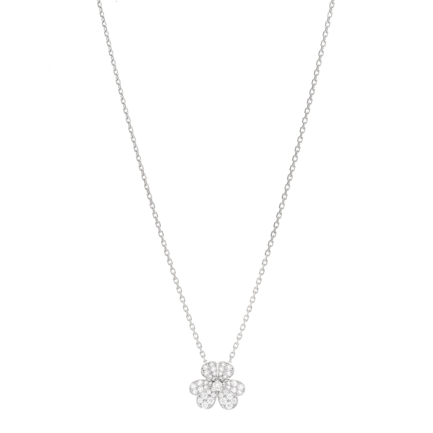 18K White Gold Diamond Small Frivole Pendant Necklace