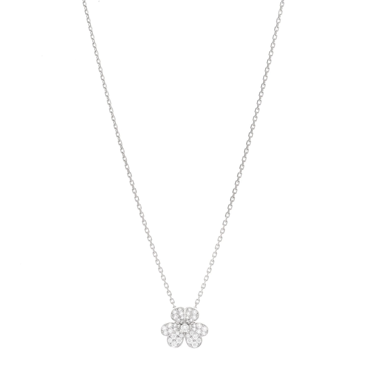 Van Cleef & Arpels 18K White Gold Diamond Small Frivole Pendant Necklace 1 of 5