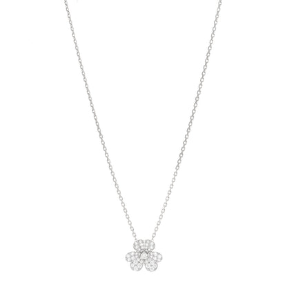 Van Cleef & Arpels 18K White Gold Diamond Small Frivole Pendant Necklace 1 of 5