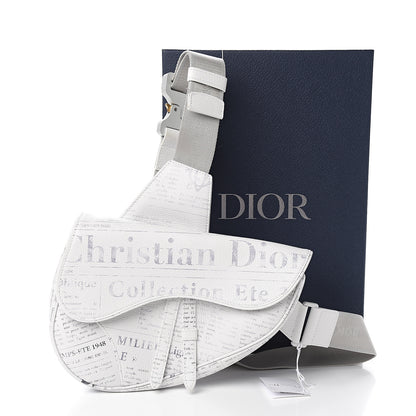 Christian Dior X DANIEL ARSHAM Grained Calfskin Newspaper Print Saddle Bag White 11 of 11