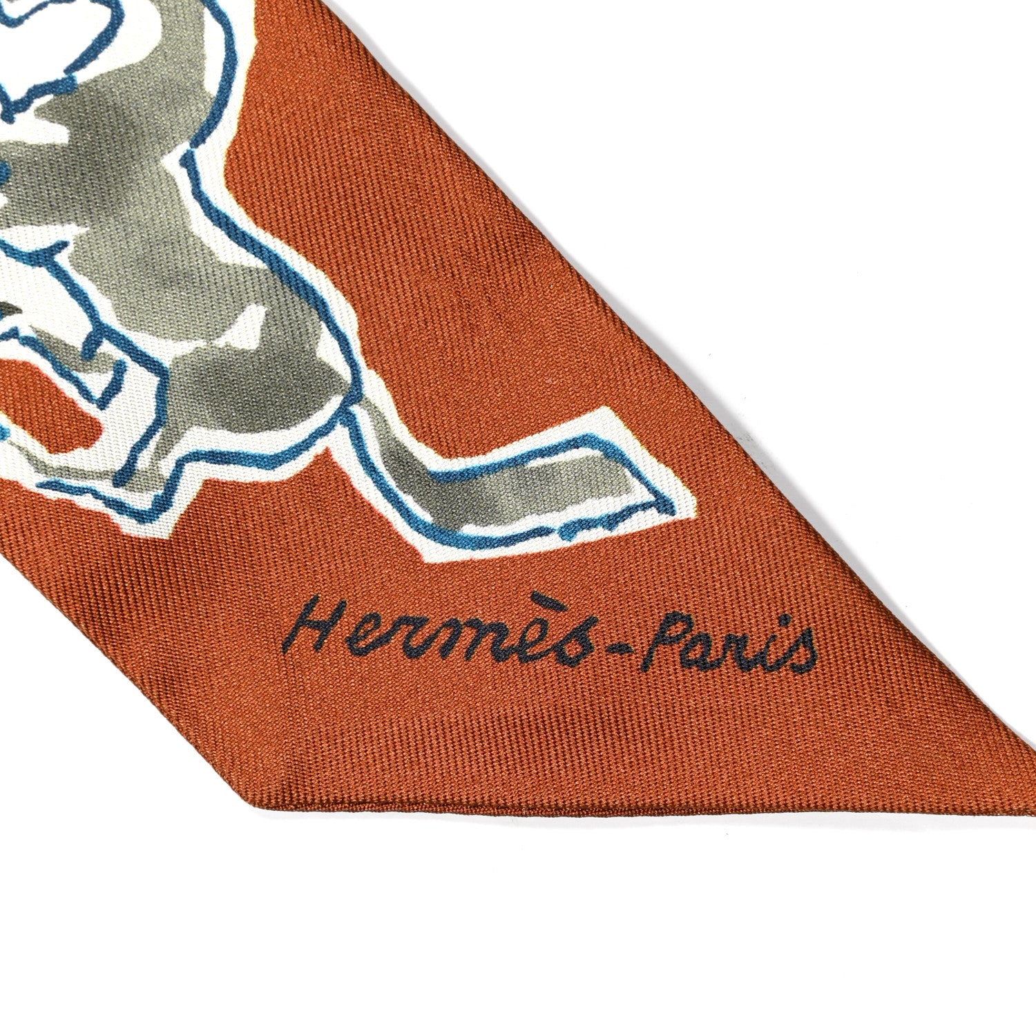Hermes Silk Chevaux En Liberte Twilly Caramel Kaki White 5 of 6