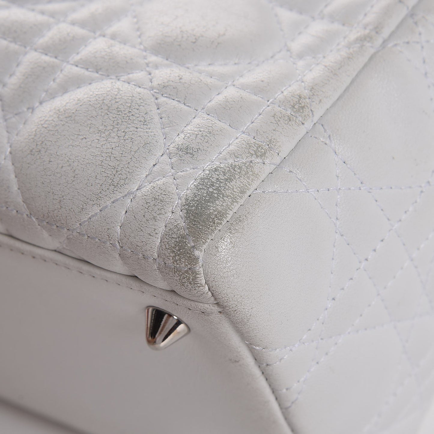 Lambskin Cannage Medium Lady Dior White