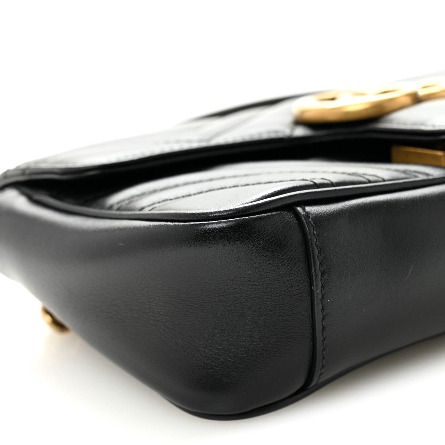Gucci Calfskin Matelasse Small GG Marmont Shoulder Bag Black 9 of 11