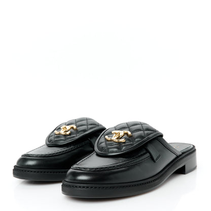 Chanel Lambskin Quilted CC Turnlock Mules 39 Black 3 of 10