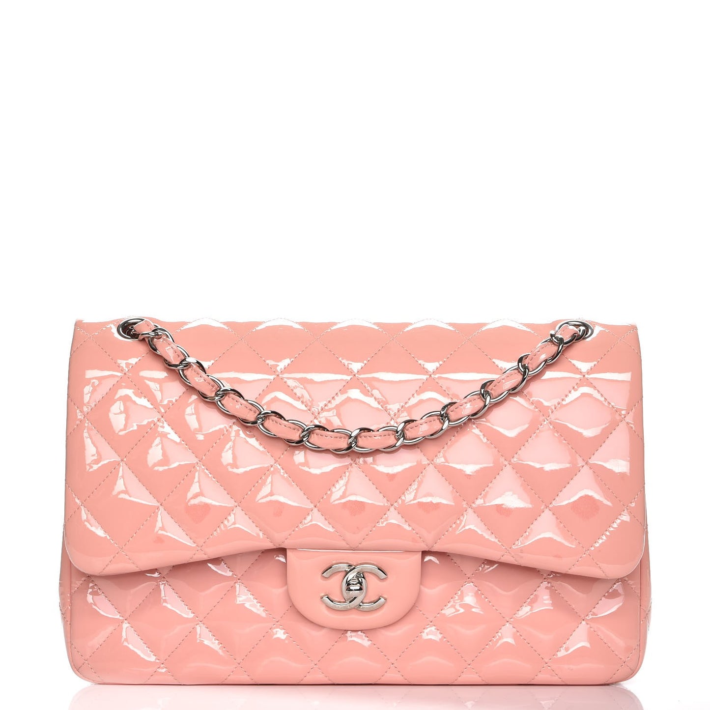 Patent Quilted Jumbo Double Flap Pink