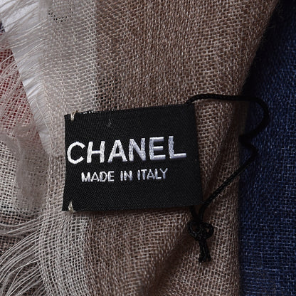 Chanel Cashmere Silk CC Scarf Beige Red 4 of 5
