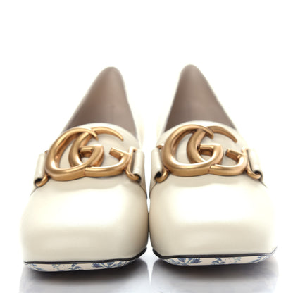 Gucci Malaga Kid GG Victoire 55mm Loafer Pumps 37 Vintage White 2 of 11