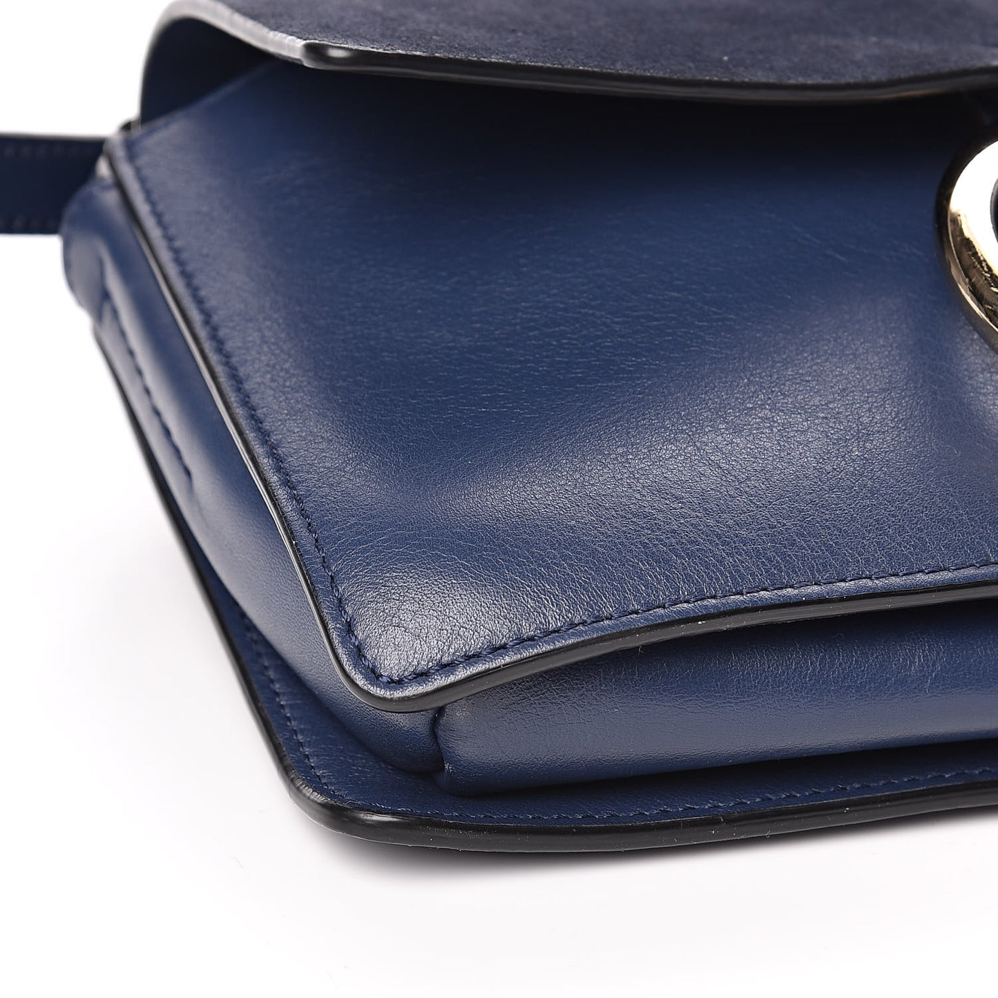 Suede Calfskin Small Faye Shoulder Bag Denim Blue