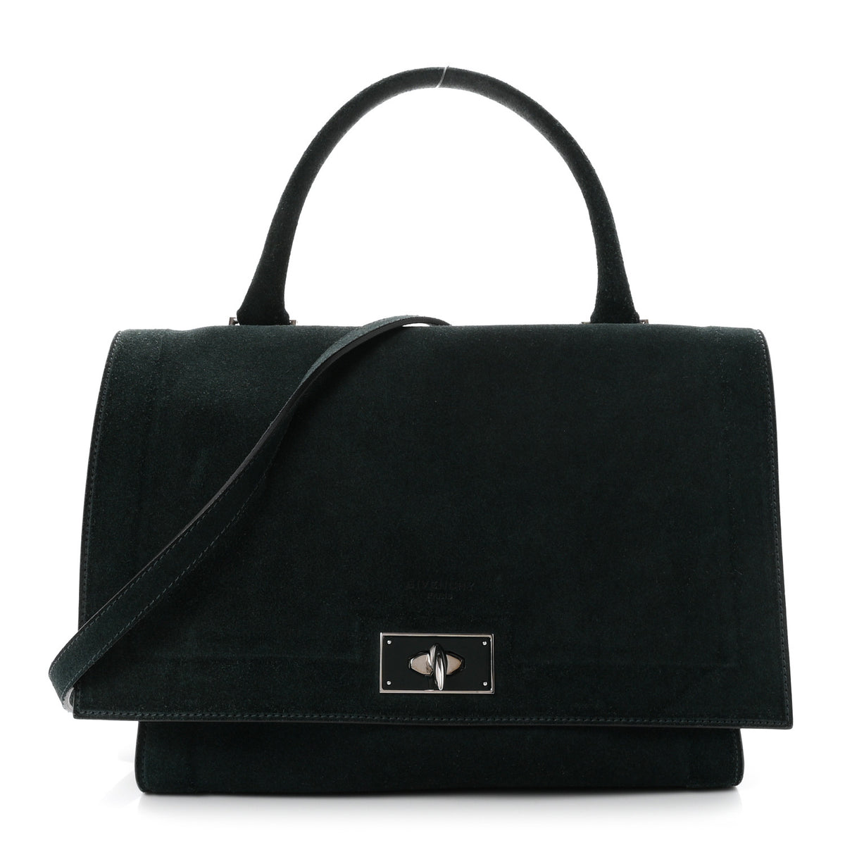 Givenchy Suede Small Shark Lock Satchel Green 1 of 10