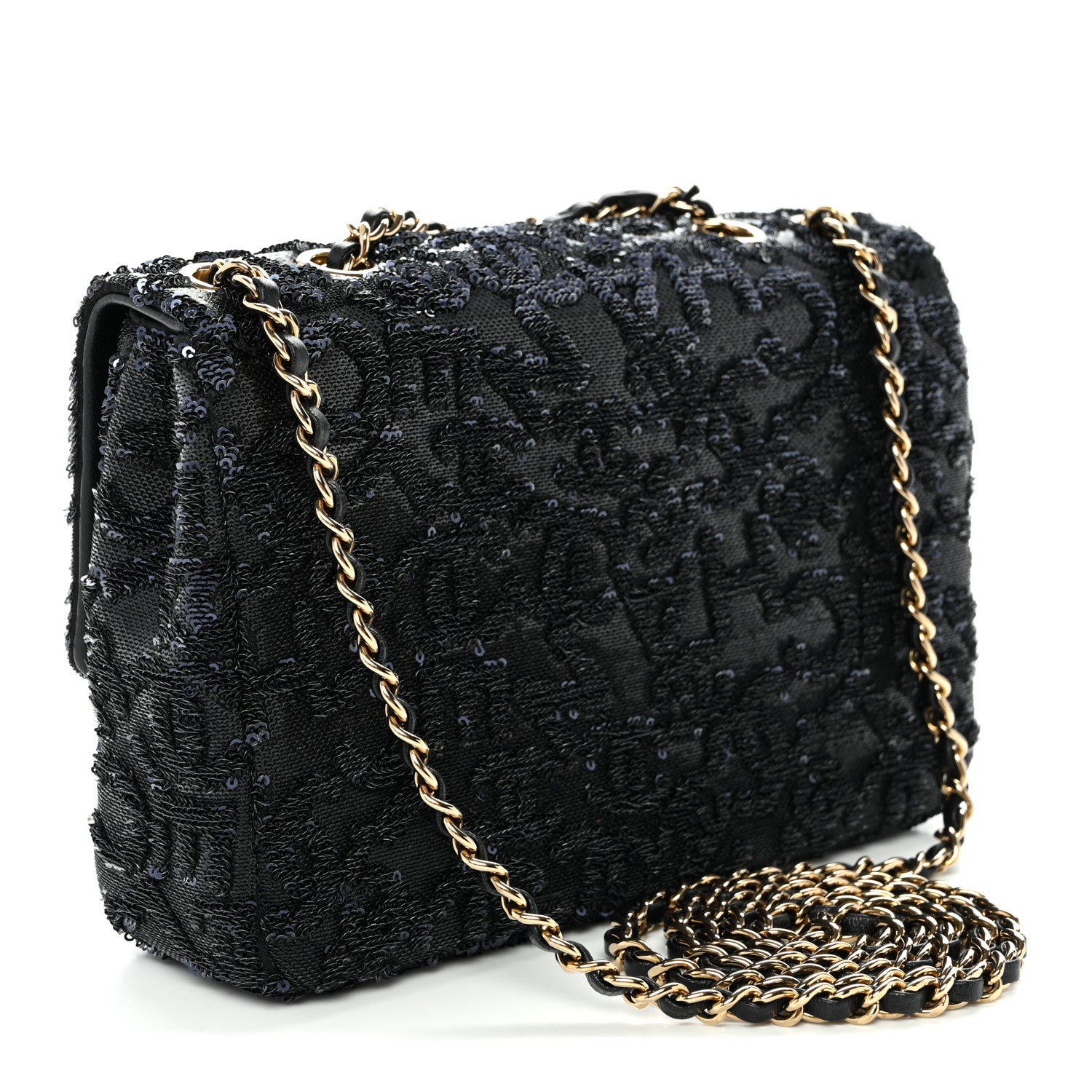 Chanel Sequin Quilted Small Single Flap Black 3 of 11