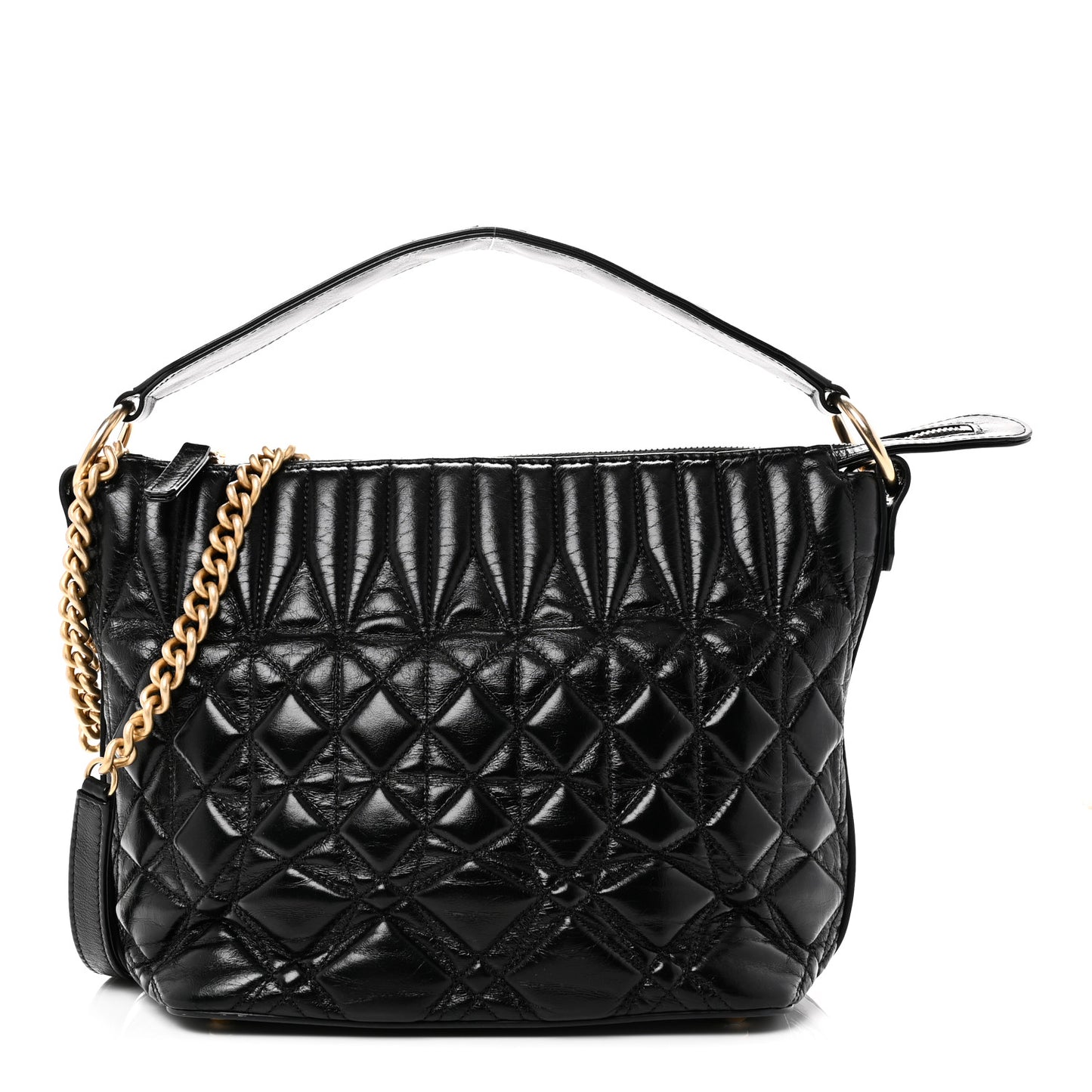 Glazed Calfskin Quilted State Of The Art Hobo Black
