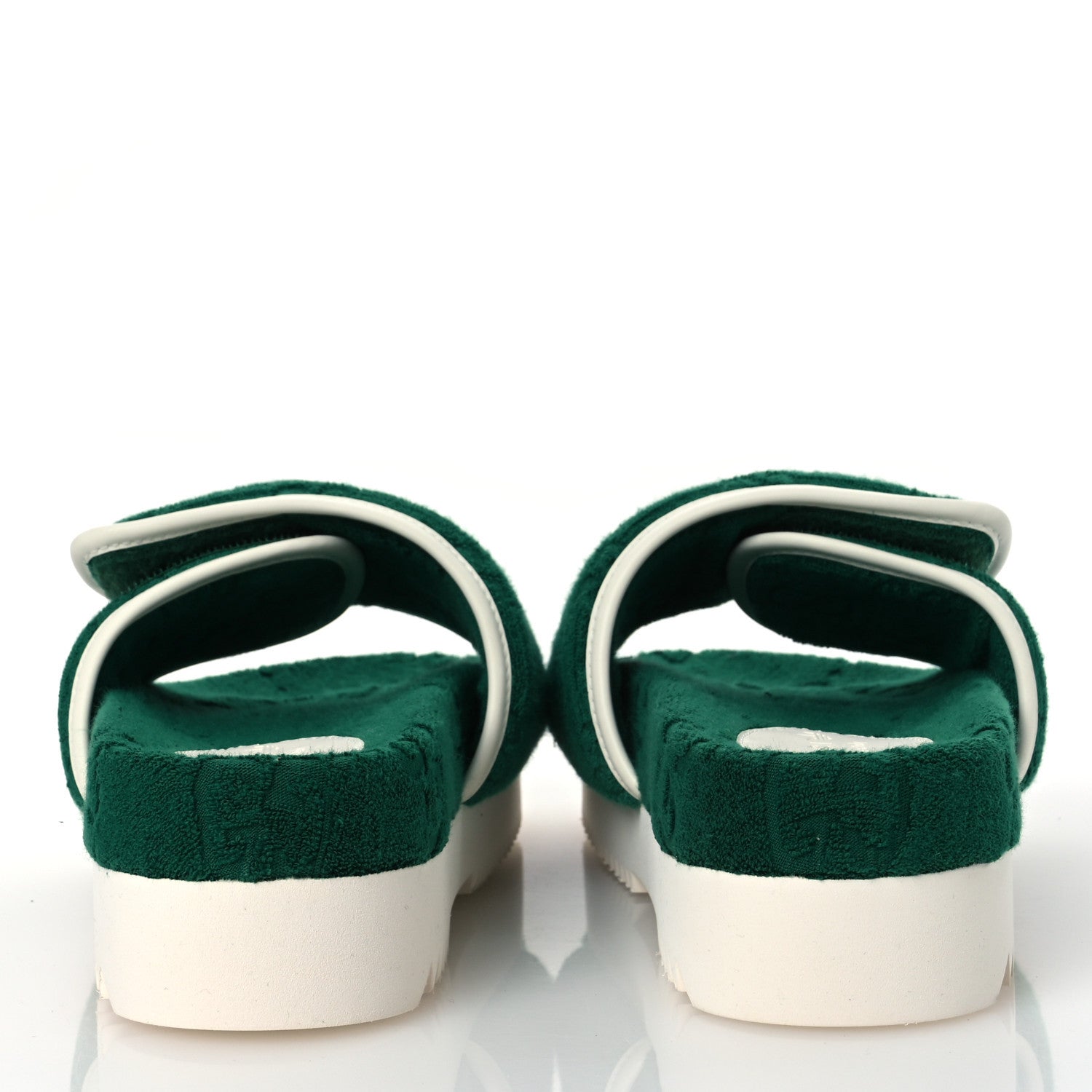 Gucci X ADIDAS Terry Cloth Trefoil GG Monogram Womens Platform Sandals 38 Green Off White 6 of 10