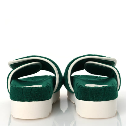Gucci X ADIDAS Terry Cloth Trefoil GG Monogram Womens Platform Sandals 38 Green Off White 6 of 10