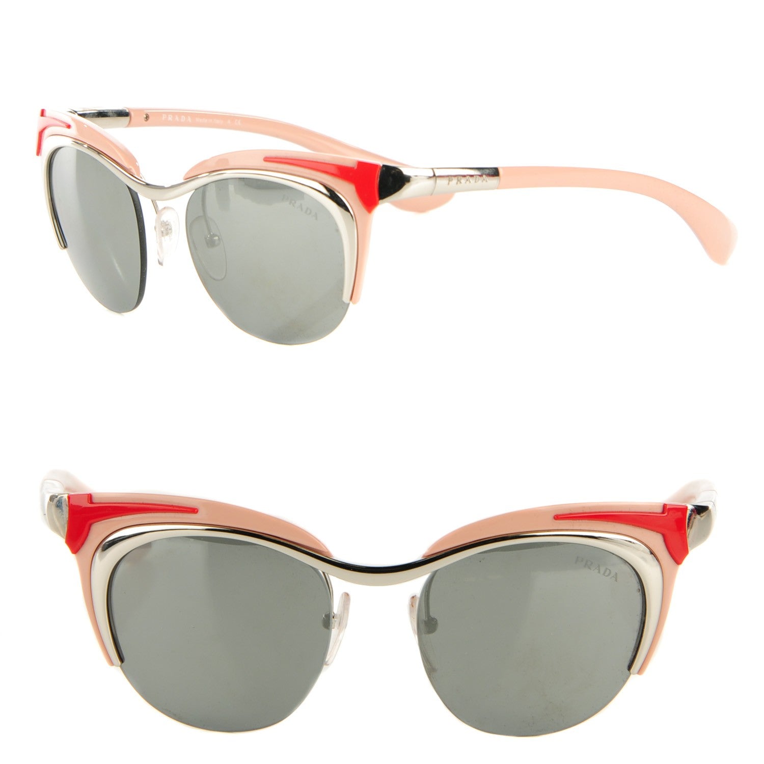 Prada Mirrored Dixie Sunglasses SPR 610 Pink 1 of 5